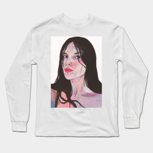 Gouache girl with black hair Long Sleeve T-Shirt